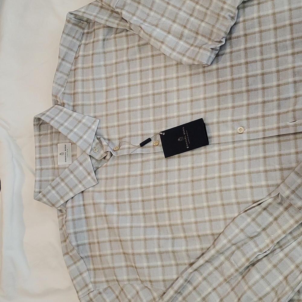 NWT Emanuel Berg Flannel button down. Mens XL, maybe XXL equivalent